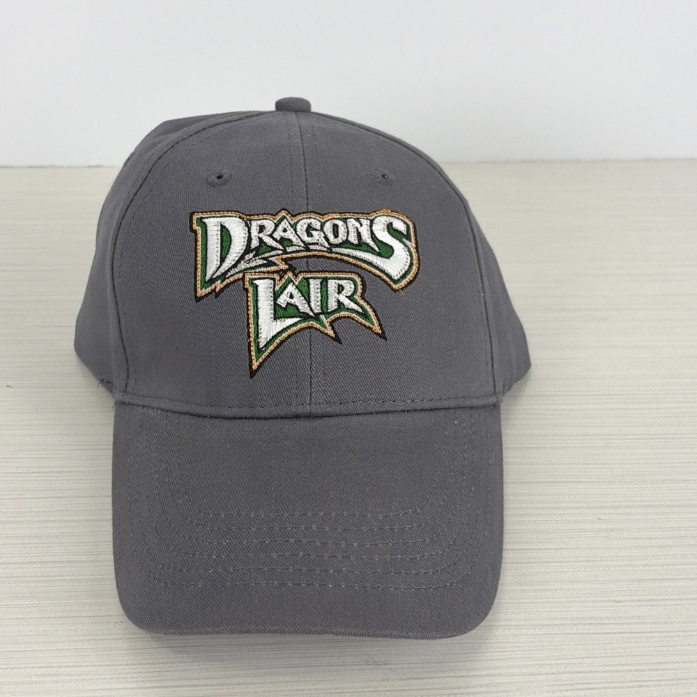 Dragons Lair Hat Grey Stitched Strapback Adjustable Baseball Cap Dayton Dragons